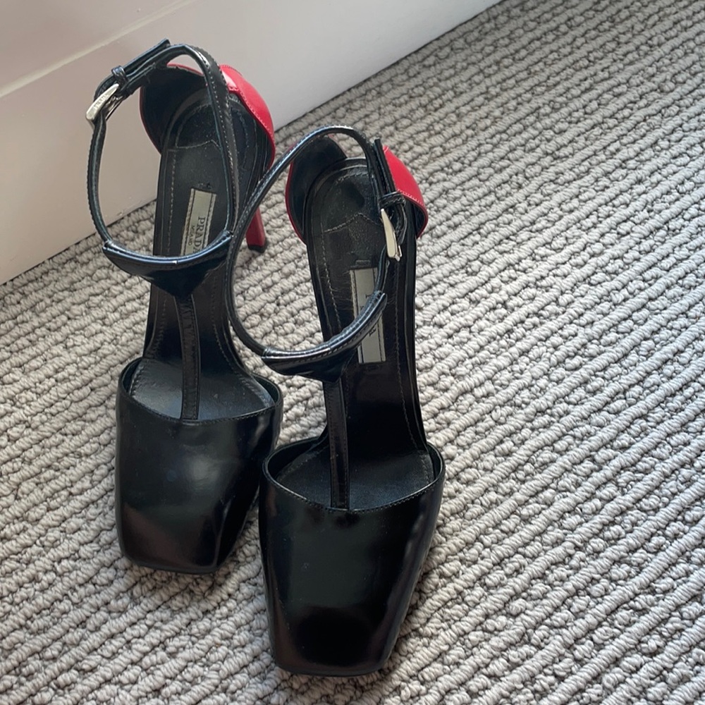 Leather Prada heels, size 6.